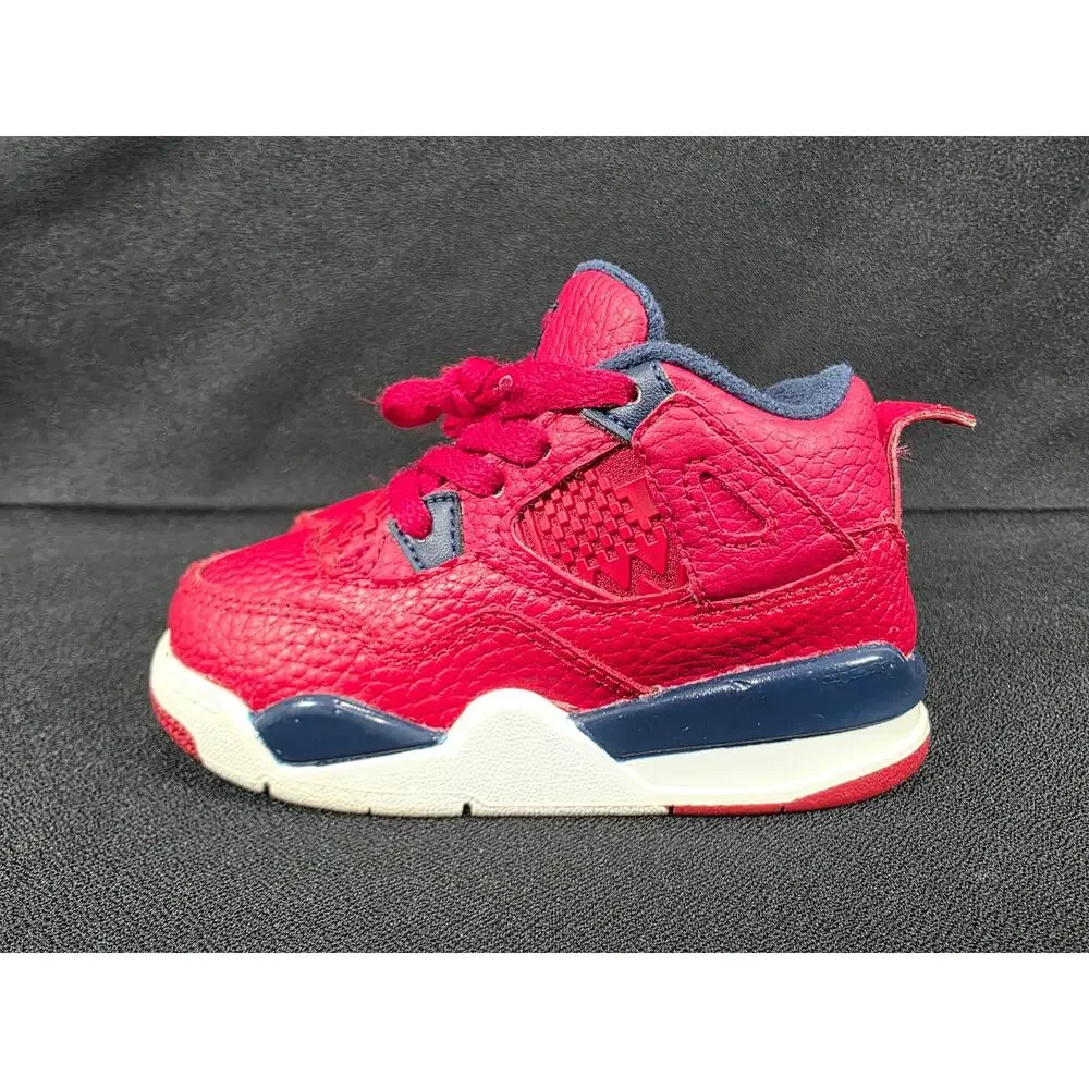 Nike Air Jordan 4 Retro SE FIBA Leather Red Navy Toddler Size 7C